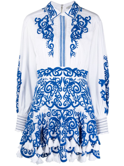 ALICE AND OLIVIA EMBROIDERED COTTON SHIRT DRESS 