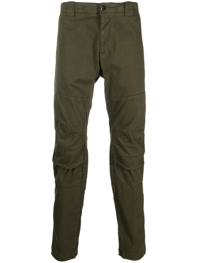 C.p. Company Logo-patch Tapered-leg Trousers In Green