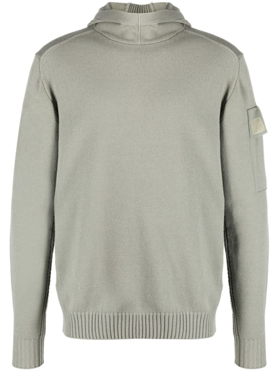 C.p. Company Fine-knit Virgin Wool-blend Hoodie In Grey