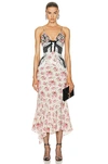 Alessandra Rich Stitched Printed Mid-length Dress In Black & Pink