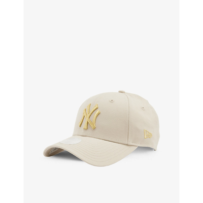 New Era Light Beige New York Yankees Brand-embroidered Cotton-twill Cap In Beige,gold