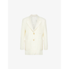 Palm Angels Knitted Tape-detail Blazer In Off White Off White