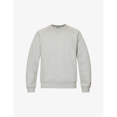 Carhartt Gray Chase Sweatshirt In Grey Heather  Gold