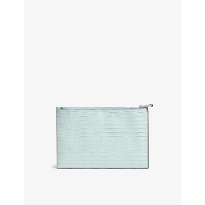 Aspinal Of London Womens Poolblue Essential Croc-embossed Leather Pouch