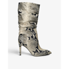 PARIS TEXAS PARIS TEXAS WOMENS MULT/OTHER SLOUCHY PYTHON-EFFECT LEATHER HEELED BOOTS,66650424