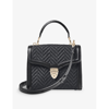 ASPINAL OF LONDON ASPINAL OF LONDON WOMEN'S BLACK MAYFAIR MIDI CHEVRON-WOVEN RAFFIA AND LEATHER SHOULDER BAG,67258001