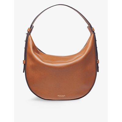 Aspinal Of London Hobo Crescent Medium Bag In Tan