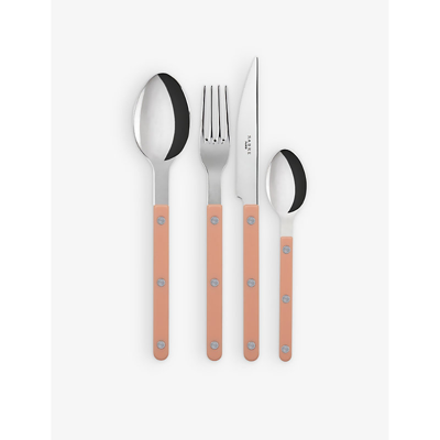 Sabre Nude Pink Bistrot Stainless-steel And Teak Cutlery Set Of Four