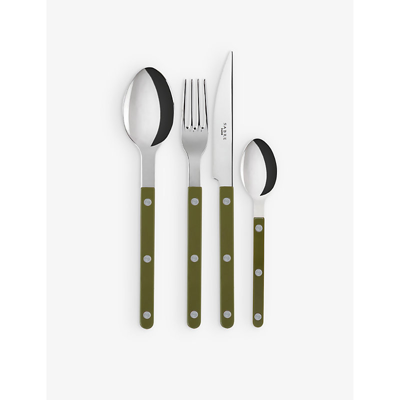 Sabre Green Fern Bistrot Stainless-steel And Acrylic Cutlery Set Of Four