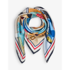 Aspinal Of London Womens Poolblue Pool Side Graphic-print Silk-twill Scarf In Poolblue