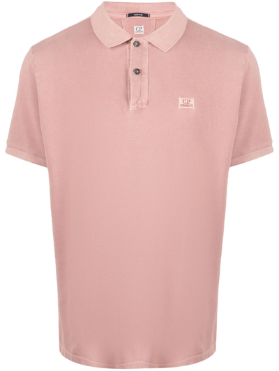C.p. Company Logo-patch Cotton Polo Shirt In Pink