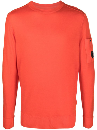 C.p. Company Lens Patch Detail Jumper In Orange