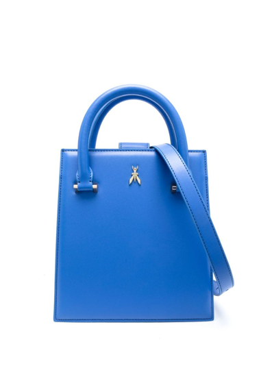 Patrizia Pepe Logo-plaque Leather Tote Bag In Blue