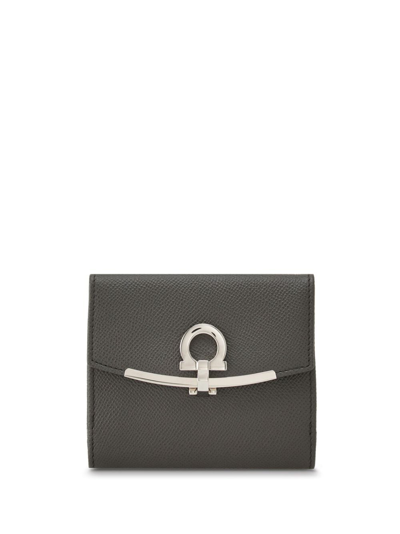 Ferragamo Gancini French Wallet In Grey