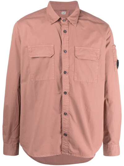 C.p. Company Lens-detail Buttoned Cotton Shirt In Pink