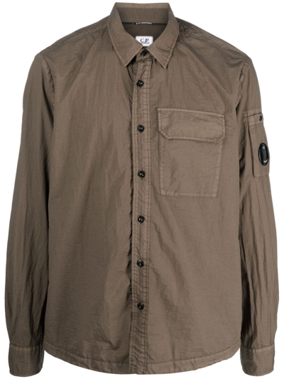 C.p. Company Button-up Long-sleeve Shirt In Green