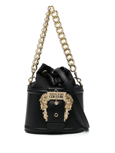 Versace Jeans Couture Logo-plaque Bucket Bag In Black