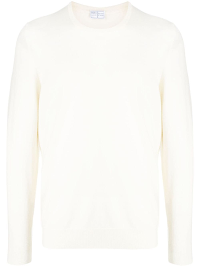 Fedeli Crew-neck Cashmere Cardigan In Weiss