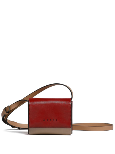 Marni Colour-block Leather Messenger Bag In Neutrals