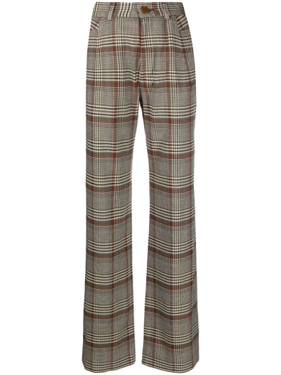 Vivienne Westwood Ray Tartan High Rise Straight Pants In Brown