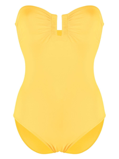 Eres Cassiopée Ruched Cut-out Swimsuit In Yellow