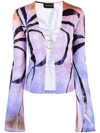 Louisa Ballou Purple Ribbed Classic Cardigan In Purple