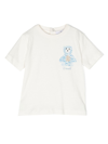 Roberto Cavalli Teddy-bear Print Cotton T-shirt In White
