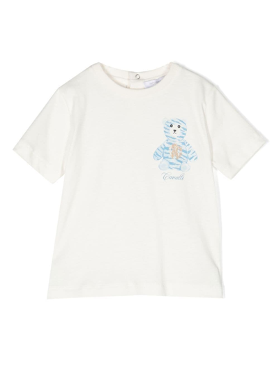 Roberto Cavalli Junior Babies' Teddy-bear Print Cotton T-shirt In White