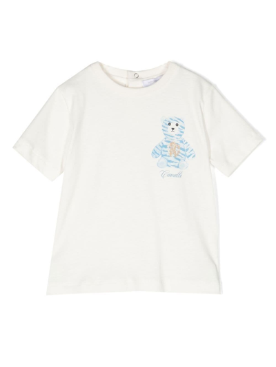 Roberto Cavalli Babies' Teddy-bear Print Cotton T-shirt In White