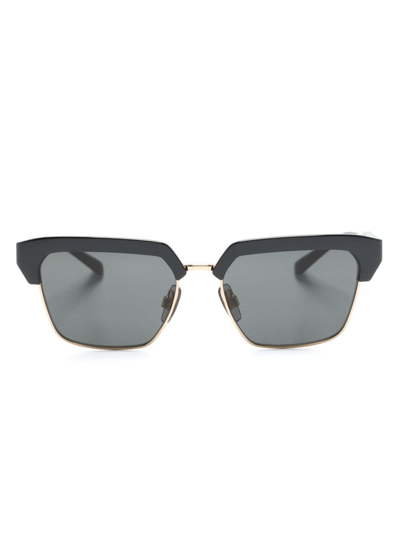 Dolce & Gabbana Logo-plaque Half-rim Sunglasses In Black