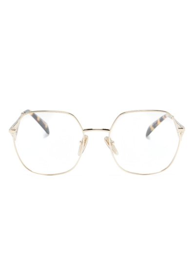 Prada Triangle-logo Glasses In Gold