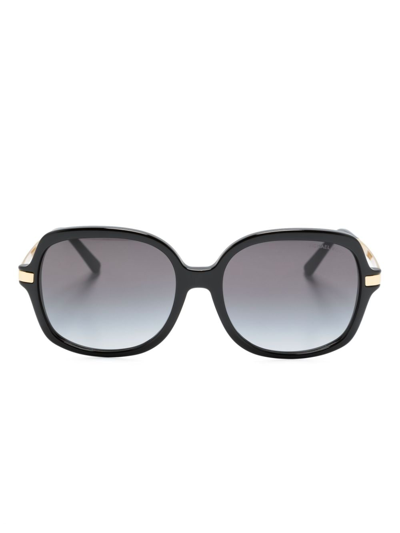 Michael Kors Logo-engraved Square-frame Sunglasses In Black