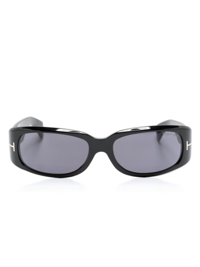 Tom Ford T-shaped Rectangle-frame Sunglasses In Black