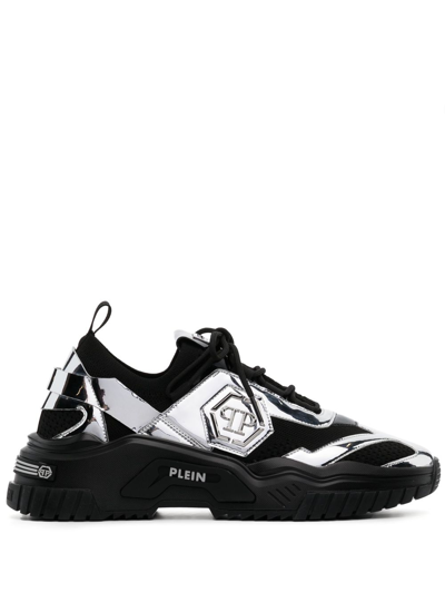 Philipp Plein Metallic-effect Low-top Sneakers In Black
