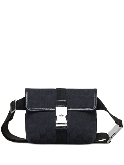 Pre-owned Gucci Gg Canvas Belt Bag In Black