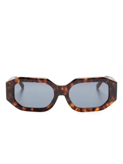 Linda Farrow X The Attico Irene Hexagonal-frame Sunglasses In Brown
