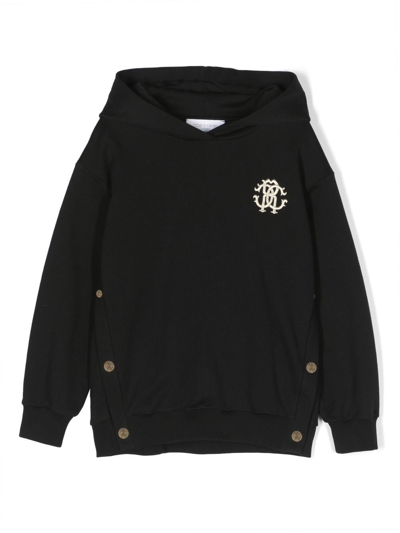 Roberto Cavalli Junior Kids' Embroidered-logo Hooded Sweatshirt In Black