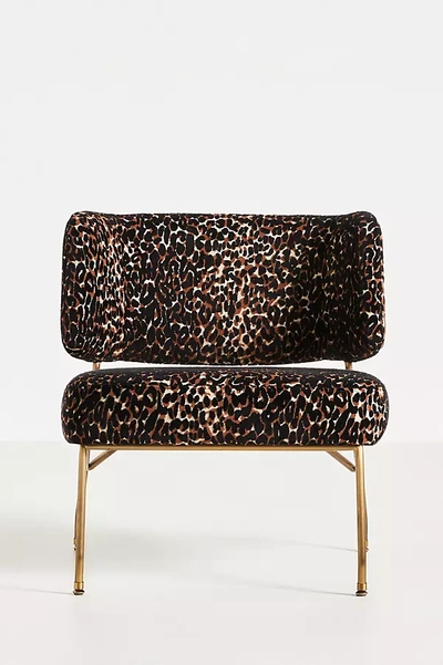 Anthropologie Frannie Velvet Leopard Chair In Assorted