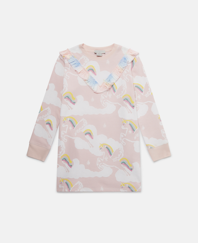 Stella Mccartney Rainbow Unicorn Cloud Print Jumper Dress In Blue