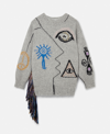 Stella Mccartney Folk Embroidery Jumper In Grey Multicolour