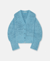 Stella Mccartney Fluffy Knit Cardigan In Blue