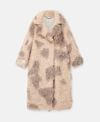 Stella Mccartney Tree Bark Print Long Teddy Coat In Oat/clay