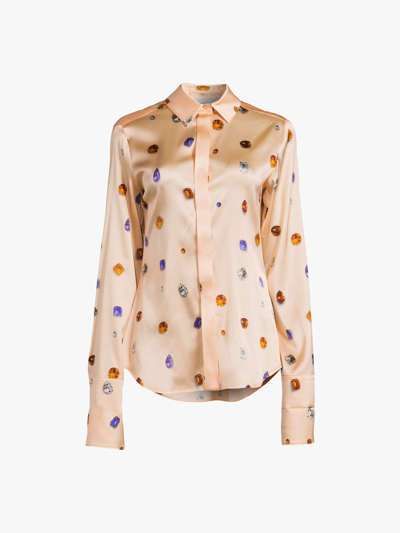 Sportmax Womens Antique Rose Elegia Gemstone-print Stretch-silk Shirt