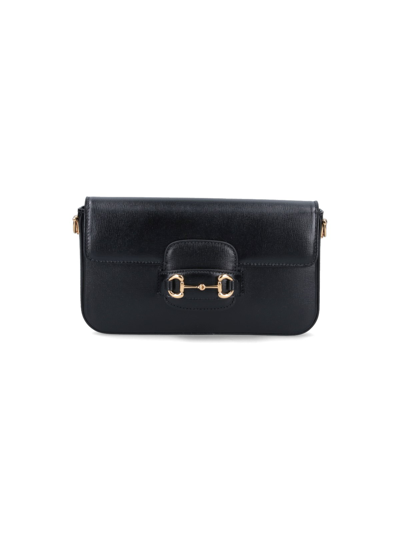 Gucci Mini Horsebit 1955 Leather Shoulder Bag In Black  
