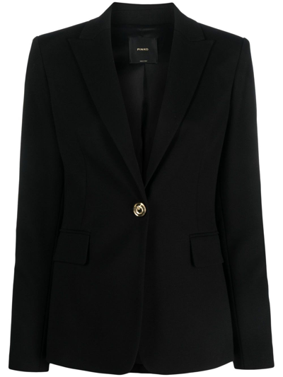 Pinko Single-breasted Button Blazer In Black