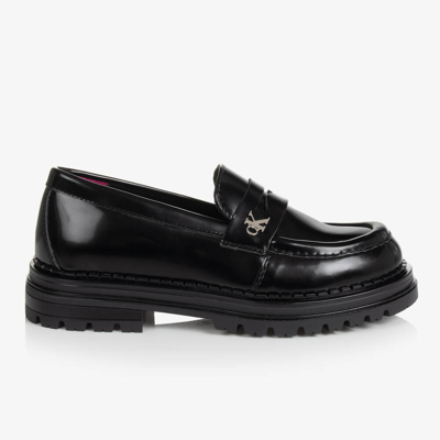 Calvin Klein Kids' Girls Black Faux Leather Loafers