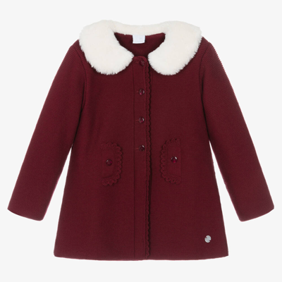 Artesania Granlei Kids' Girls Burgundy Red Knitted Coat