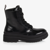 CALVIN KLEIN GIRLS BLACK FAUX LEATHER BOOTS