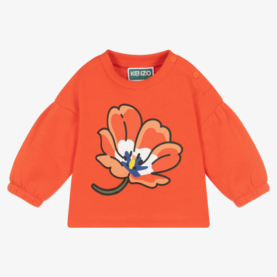 Kenzo Babies'  Kids Girls Red Cotton Boke Flower Sweatshirt