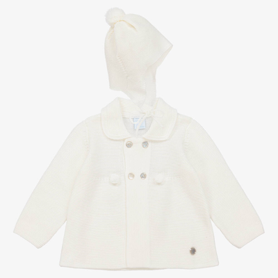 Artesania Granlei Ivory Knitted Baby Coat & Hat Set